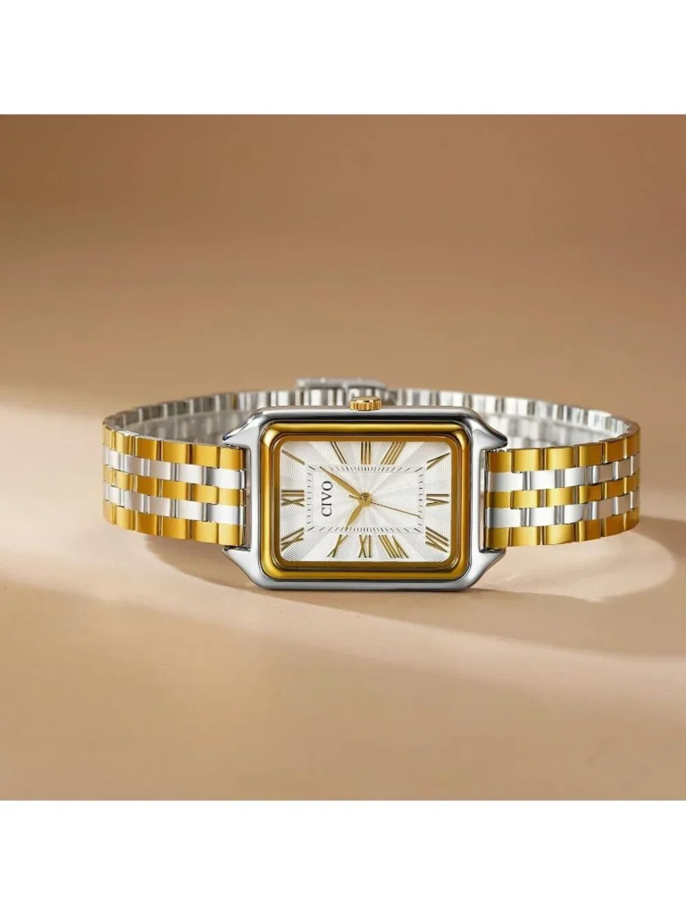 CIVO Womens Gold Silver Vintage Quartz Stainless Steel Bracelet Roman Dial Watch